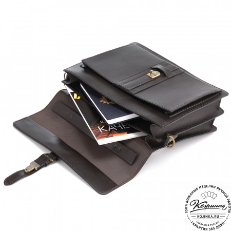 Мужской кожаный портфель "Премьер" (тёмно-коричневый)